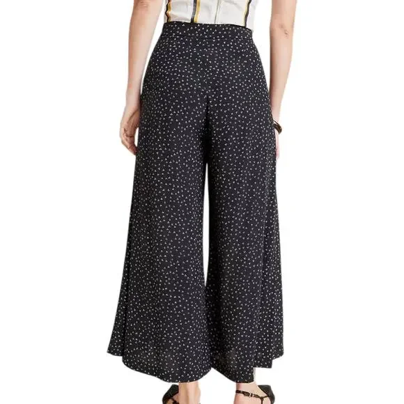 Anthropologie Skirted Wide Leg Pants Black Polka Dot Culottes Skirty Festival 8 - Picture 2 of 16